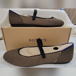 Rothy's Checkered Black and Tan Flats